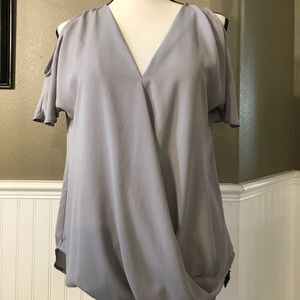 PINK ROSE Grey Cold Shoulder Top